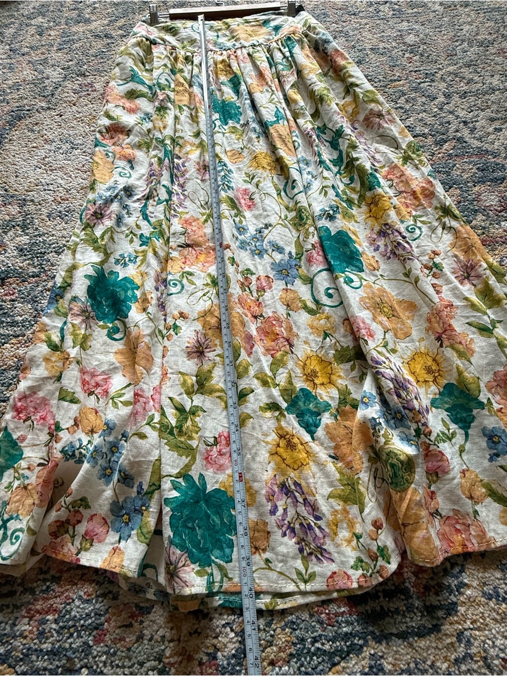 Rachel Zoe Linen Blend Floral Maxi Skirt Size Sm Cream Botanical Print - Picture 2 of 8